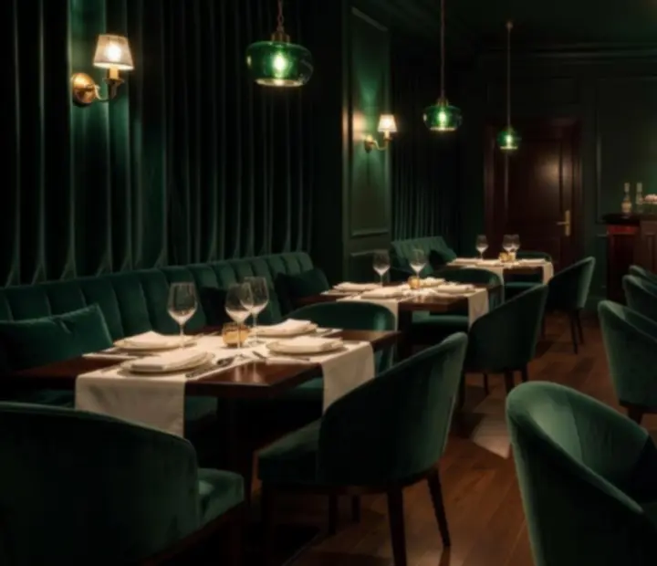 Hangulatos, gyertyafényes bistroterem elegáns privát rendezvényre megterítve